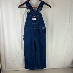 Round House Denim Overalls Kids Size 7 Blue Dark Wash Workwear Bibs